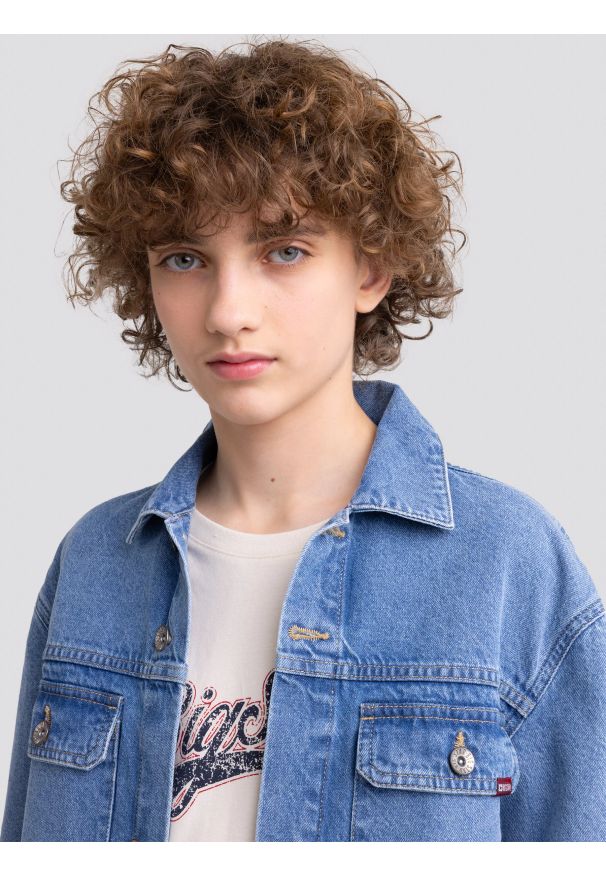 Big-Star - Koszula chłopięca jeansowa niebieska Hugo 180. Okazja: na co dzień. Kolor: niebieski. Materiał: jeans. Styl: casual, sportowy, klasyczny, młodzieżowy, vintage
