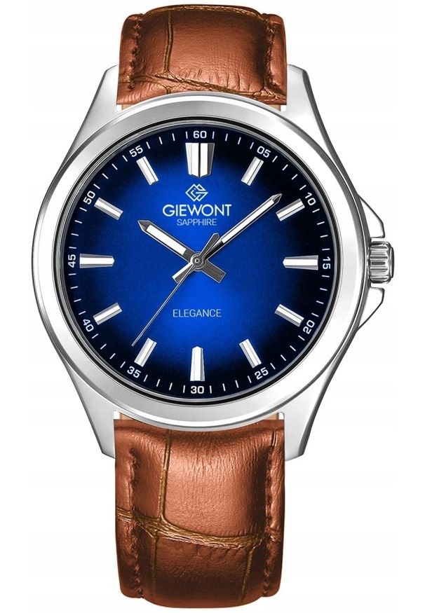 Zegarek Giewont Zegarek Męski Elegance Sapphire Brązowo Niebieski GW5160-A7. Kolor: niebieski, wielokolorowy, brązowy
