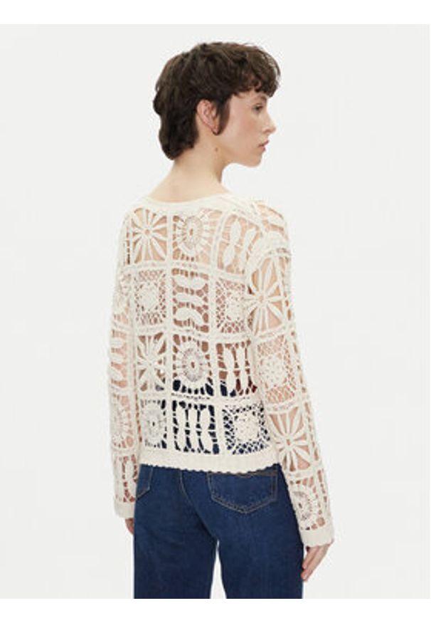 Pepe Jeans Kardigan Olympia PL702273 Beżowy Regular Fit. Kolor: beżowy. Materiał: bawełna