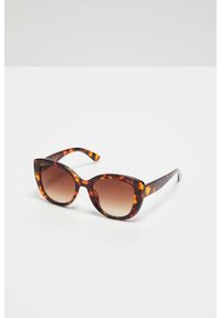 MOODO - Okulary przeciwsłoneczne z zaaokrąglonymi oprawkami brązowe. Kolor: brązowy. Materiał: akryl
