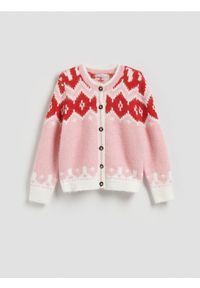 Reserved - Wzorzysty kardigan - wielobarwny. Materiał: wełna, dzianina #1