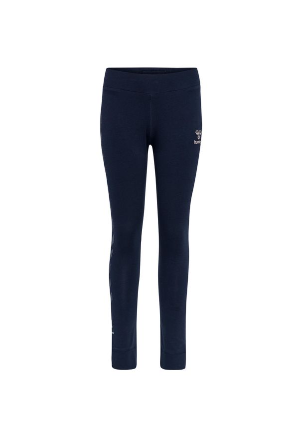 Dziecięce legginsy bawełniane Hummel Move Grid. Kolor: niebieski. Materiał: bawełna. Styl: młodzieżowy