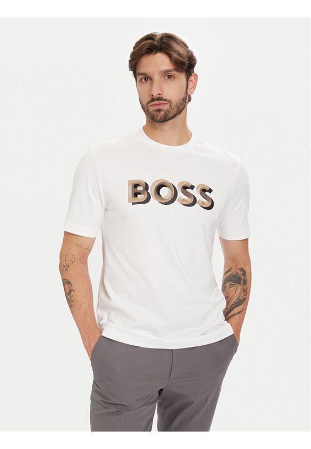 BOSS T-Shirt H-Thompson 656 50551902 Biały Regular Fit. Kolor: biały. Materiał: bawełna