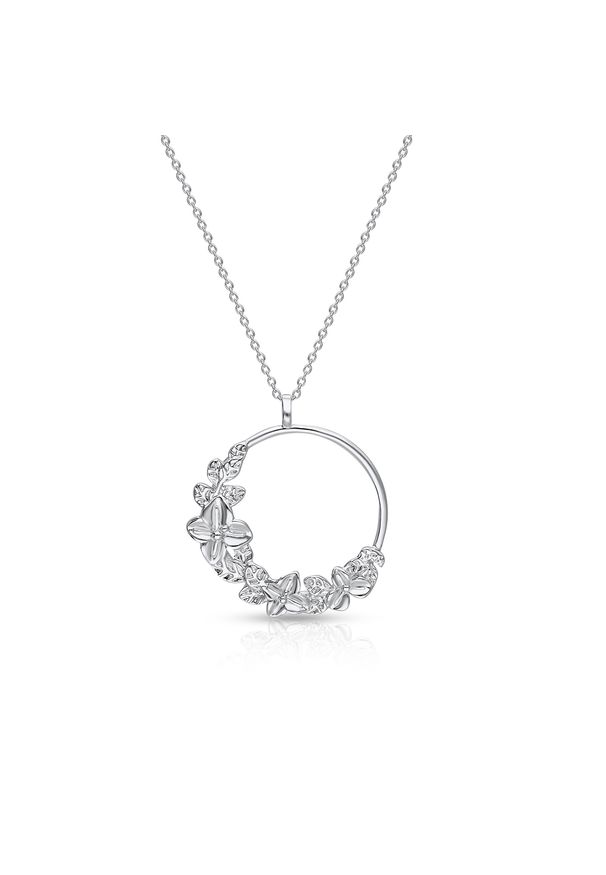 W.KRUK - Naszyjnik srebrny z motywem kwiatowym. Materiał: srebrne. Kolor: srebrny. Wzór: kwiaty