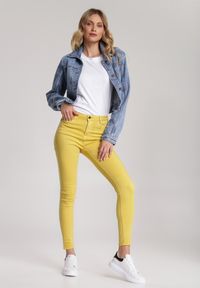 Renee - Żółte Spodnie Skinny Abalaeno. Kolor: żółty. Długość: długie. Wzór: gładki #4