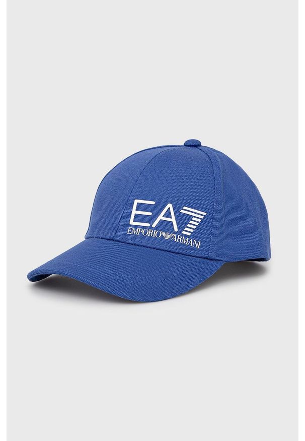 EA7 Emporio Armani Czapka z aplikacją. Kolor: niebieski. Wzór: aplikacja