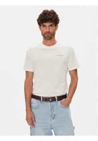 Tommy Jeans T-Shirt Linear Chest DM0DM21780 Écru Slim Fit. Materiał: bawełna