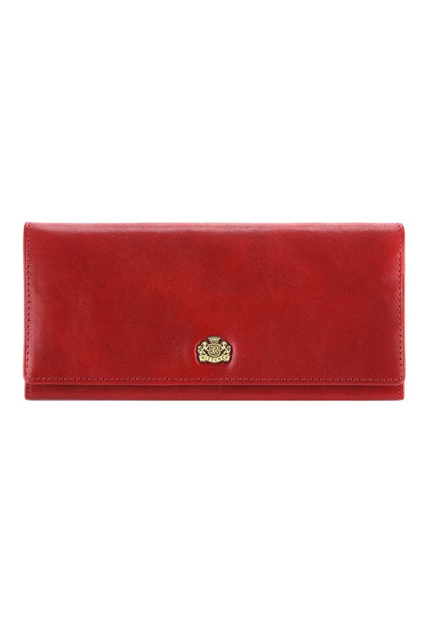 Wittchen - Damski skórzany portfel z herbem poziomy czerwony. Kolor: czerwony. Materiał: skóra