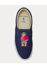 Ralph Lauren - RALPH LAUREN - Granatowe tenisówki z misiem Thompson. Nosek buta: okrągły. Kolor: niebieski. Materiał: bawełna, guma. Wzór: aplikacja #2