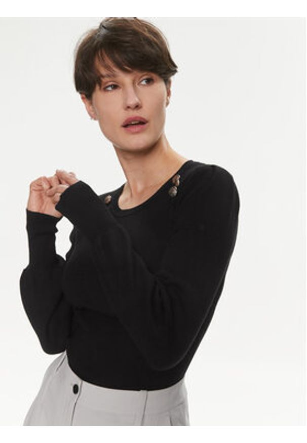 Morgan Sweter 241-MSUCCES Czarny Slim Fit. Kolor: czarny. Materiał: syntetyk, wiskoza