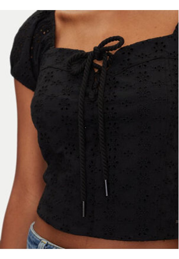 Guess Bluzka W5GP13 KCVA1 Czarny Slim Fit. Kolor: czarny. Materiał: bawełna