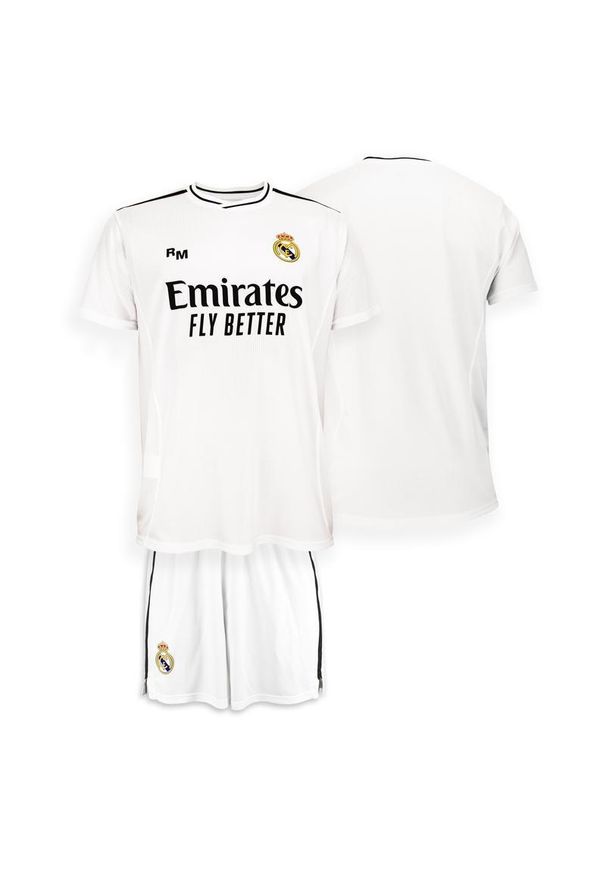 Zestaw dla dzieci Real Madrid Home 24/25. Okazja: do domu. Kolor: biały. Materiał: dresówka. Styl: młodzieżowy, sportowy