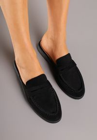 Born2be - Czarne Klapki Typu Mule z Przeszyciami Firavone. Okazja: na co dzień. Kolor: czarny. Materiał: jeans. Sezon: lato. Obcas: na obcasie. Styl: elegancki, casual. Wysokość obcasa: niski #5