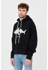 PALM ANGELS Czarna męska bluza z kapturem White Shark Hoody, Rozmiar S. Typ kołnierza: kaptur. Kolor: czarny