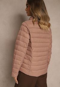 Renee - Beżowa Casualowa Kurtka Ozdobiona Pikowaniem Nelionea. Okazja: na co dzień. Kolor: beżowy. Materiał: jeans. Wzór: aplikacja. Styl: casual #5