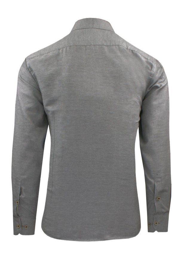 Wizytowa Koszula Męska o Prostym Kroju - Victorio - Popielata. Okazja: na co dzień. Kolor: szary. Materiał: poliester, bawełna. Długość rękawa: długi rękaw. Długość: długie. Styl: wizytowy