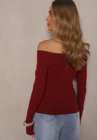 Renee - Bordowa Bluzka z Bawełny z Wycięciem na Kciuk Valwiwi. Okazja: na co dzień. Kolor: czerwony. Materiał: bawełna. Styl: casual #5