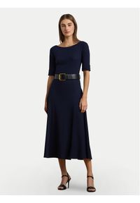 Lauren Ralph Lauren - LAUREN RALPH LAUREN Sukienka codzienna 200973599002 Granatowy Slim Fit. Okazja: na co dzień. Kolor: niebieski. Materiał: bawełna. Typ sukienki: proste. Styl: casual