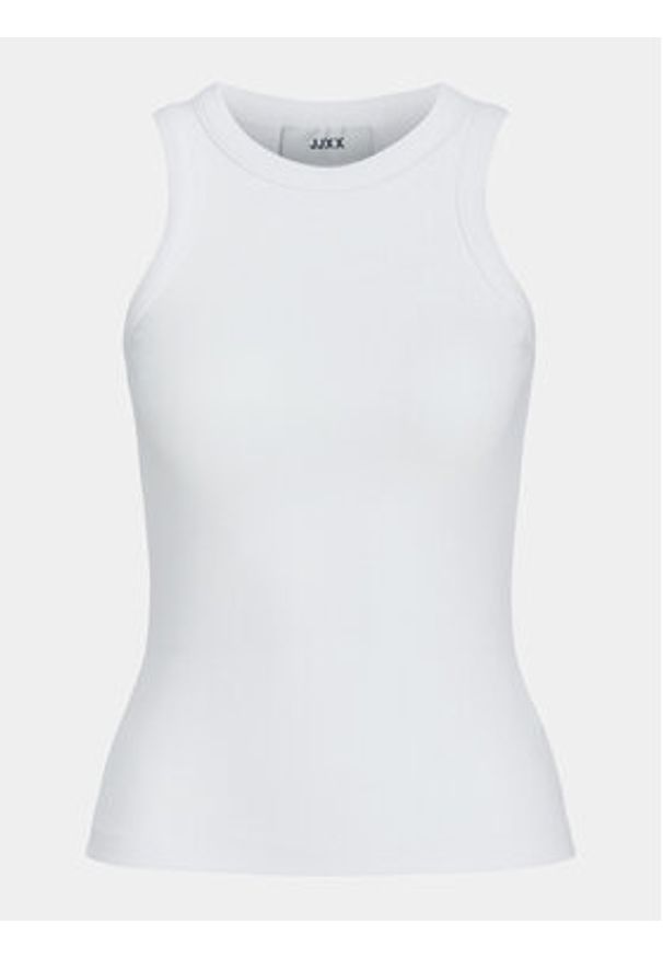 JJXX Top 12224661 Biały Rib Fit. Kolor: biały. Materiał: bawełna