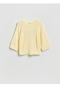 Reserved - Gładki sweter - jasnożółty. Kolor: żółty. Materiał: dzianina. Wzór: gładki #1