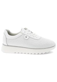 Białe Sneakersy S.Barski Modne Ażurowe Obuwie Damskie. Okazja: na co dzień. Zapięcie: sznurówki. Kolor: biały. Materiał: skóra. Szerokość cholewki: normalna. Wzór: ażurowy. Styl: klasyczny, sportowy, casual, elegancki #4