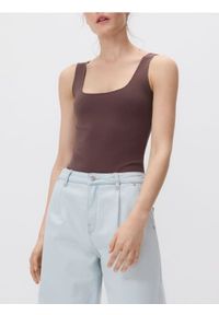 Reserved - Body na ramiączkach - ciemnobrązowy. Kolor: brązowy. Materiał: dzianina. Długość rękawa: na ramiączkach #1