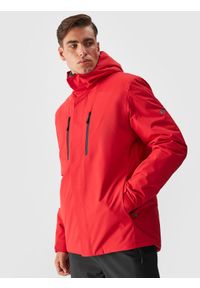 4f - 4F Kurtka narciarska membrana 10000 męska - czerwona M. Okazja: na co dzień. Typ kołnierza: kaptur. Kolor: czerwony. Materiał: dzianina, materiał, tkanina, poliester. Wzór: gładki. Sezon: zima. Styl: casual, klasyczny, sportowy #1