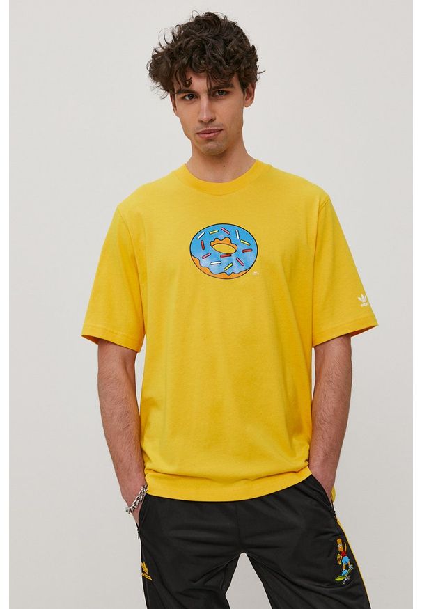adidas Originals - T-shirt x The Simpsons. Okazja: na co dzień. Kolor: żółty. Wzór: nadruk. Styl: casual