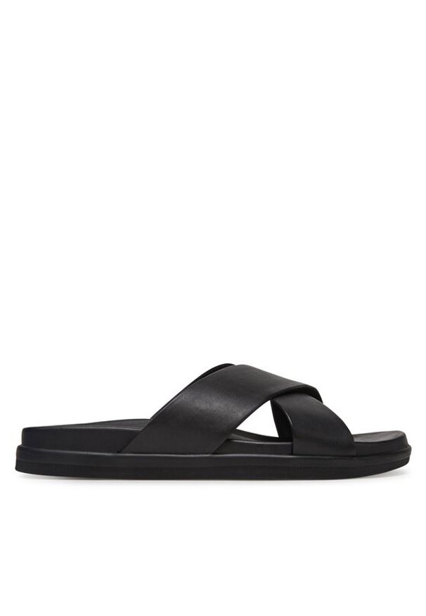 Jack & Jones - Jack&Jones Klapki Jfwverona 12275239 Czarny. Kolor: czarny. Materiał: skóra
