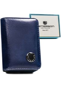 Mały portfel damski ze skóry naturalnej i ekologicznej w granatowym kolorze - Peterson. Kolor: niebieski. Materiał: skóra ekologiczna #1