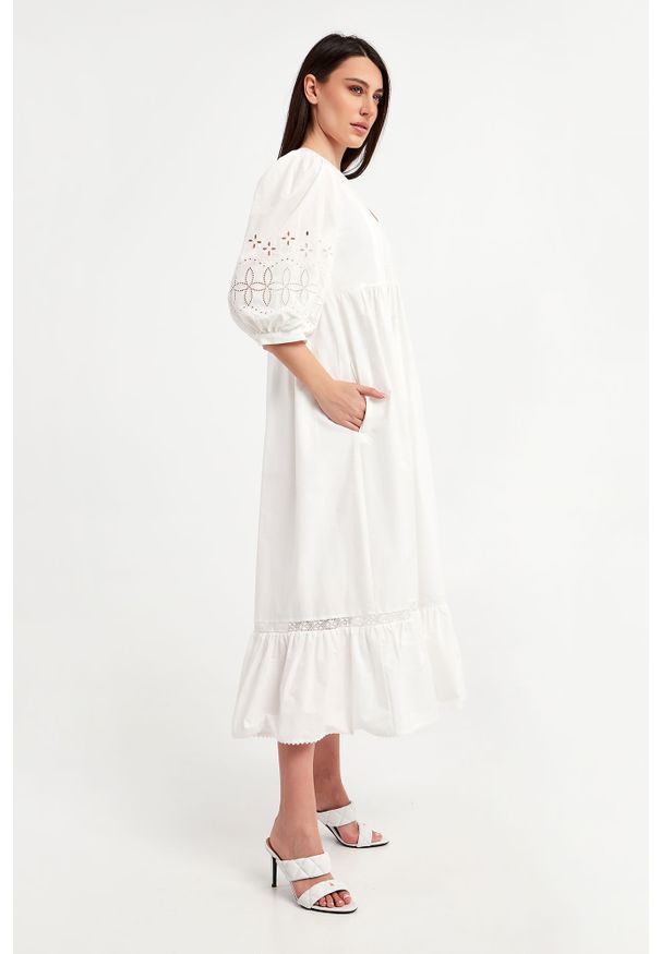 Weekend Max Mara - Sukienka Cerbero WEEKEND MAX MARA. Wzór: ażurowy, aplikacja, haft. Długość: midi