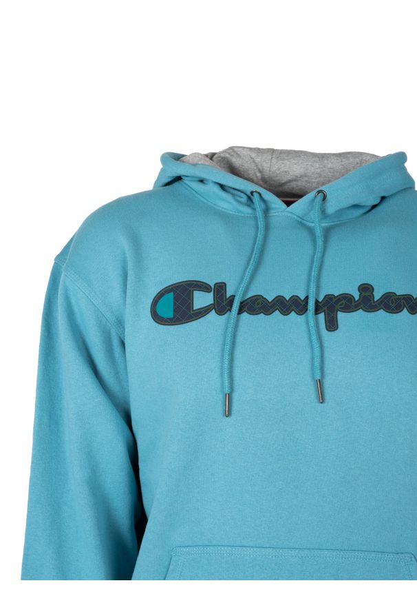 Champion Bluza "Hoodie" | HBGF89H586N9A | Mężczyzna | Błękitny. Okazja: na co dzień. Typ kołnierza: kaptur. Kolor: niebieski. Materiał: poliester, bawełna. Wzór: aplikacja. Styl: casual