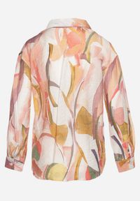 Born2be - Beżowa Koszula w Abstrakcyjny Print o Klasycznym Kroju Trieva. Kolor: beżowy. Wzór: nadruk. Styl: klasyczny #7