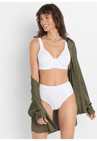 bonprix - Figi maxi z delikatną koronką (2 pary). Kolor: biały. Materiał: koronka. Wzór: koronka #2