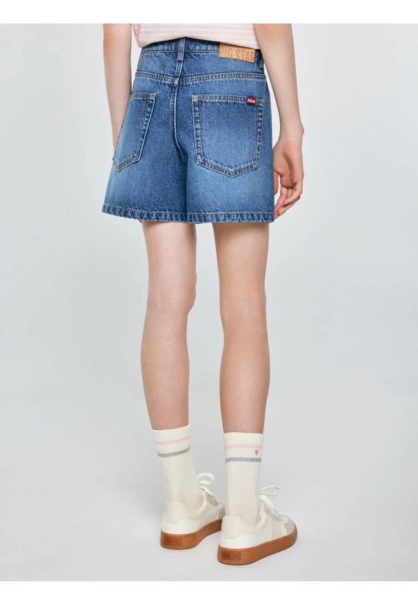 Big-Star - Szorty dziewczęce jeansowe granatowe Rue 542. Okazja: na co dzień. Stan: podwyższony. Kolor: niebieski. Materiał: jeans. Sezon: lato. Styl: vintage, casual, klasyczny, elegancki