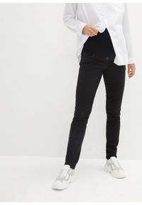 bonprix - Spodnie ciążowe ze stretchem Slim Fit. Kolekcja: moda ciążowa. Kolor: czarny #1