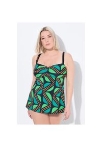 ULLA POPKEN - Damskie Tankini miękkie miseczki ramiączka z regulacją z recyklingu. Kolekcja: plus size. Kolor: czarny. Materiał: elastan, poliamid, materiał