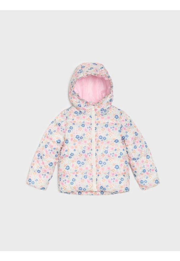 Sinsay - Pikowana kurtka puffer z kapturem - kremowy. Typ kołnierza: kaptur. Kolor: kremowy