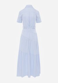 Renee - Niebieska Bawełniana Sukienka o Rozkloszowana Zwężana w Talii Nenefia. Okazja: na co dzień. Kolor: niebieski. Materiał: bawełna. Styl: casual #8