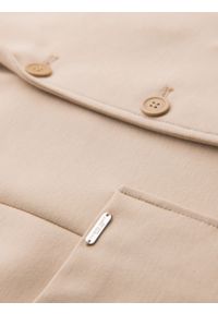 Ombre Clothing - Męska marynarka SLIM z dzianiny o subtelnej strukturze – beżowa V5 - Rozmiar: L. Okazja: do pracy. Kolor: beżowy. Materiał: dzianina. Wzór: kolorowy. Styl: klasyczny #13