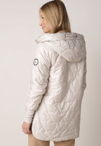 Born2be - Jasnoszara Pikowana Kurtka Przejściowa z Kapturem i Bocznymi Suwakami Mado. Okazja: na co dzień. Typ kołnierza: kaptur. Kolor: szary. Materiał: poliester, jeans. Styl: casual, klasyczny #6