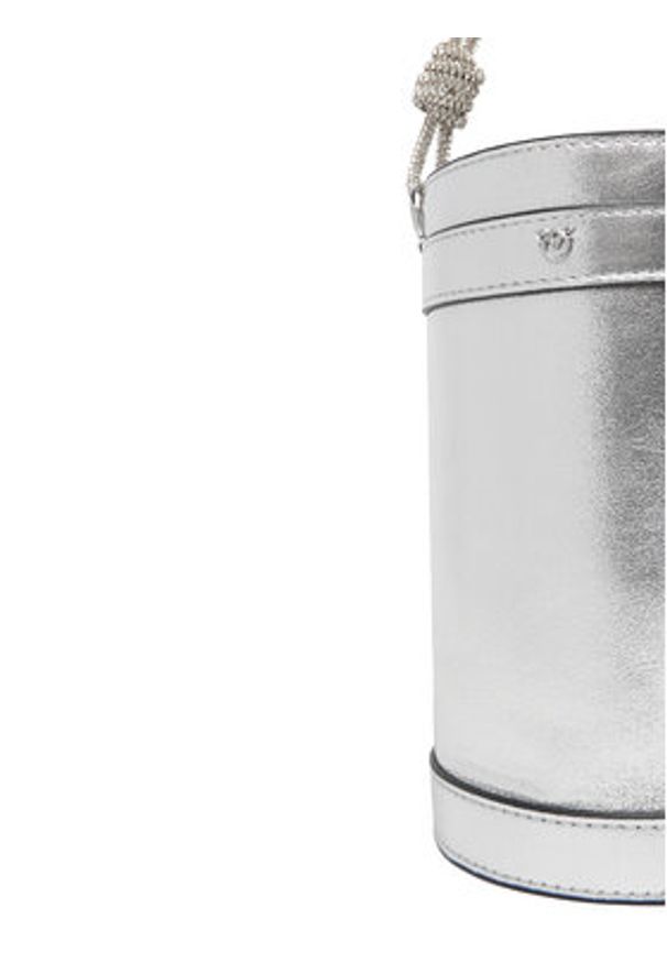 Pinko - PINKO Torebka Mini Bucket Manico 25-26 PLTT 105910 Srebrny. Kolor: srebrny. Materiał: skórzane