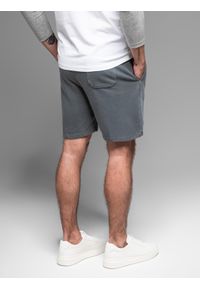 Ombre Clothing - Dresowe krótkie spodenki męskie RELAXED FIT w stylu athleisure – grafitowe V3 - Rozmiar: XL. Kolor: szary. Materiał: dresówka. Długość: krótkie #6