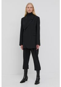 Birgitte Herskind Spodnie Brenda damskie kolor czarny proste high waist. Okazja: na co dzień. Stan: podwyższony. Kolor: czarny. Materiał: włókno, tkanina. Styl: casual