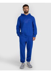 4f - 4F Spodnie dresowe joggery męskie - niebieskie XL. Kolor: niebieski. Materiał: dresówka. Wzór: gładki, ze splotem #1