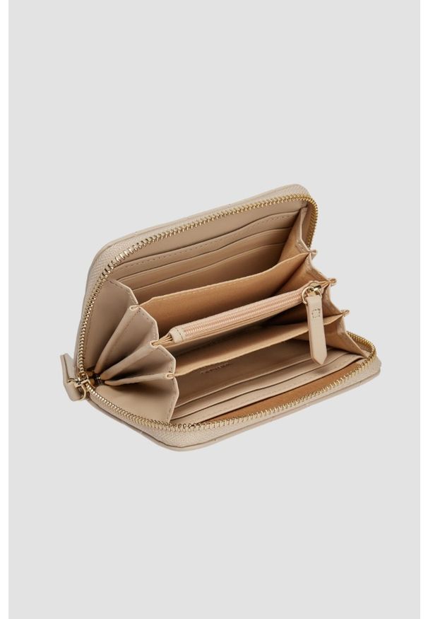 Valentino by Mario Valentino - VALENTINO Beżowy średni damski portfel Ocarina Wallet. Kolor: beżowy. Materiał: skóra ekologiczna