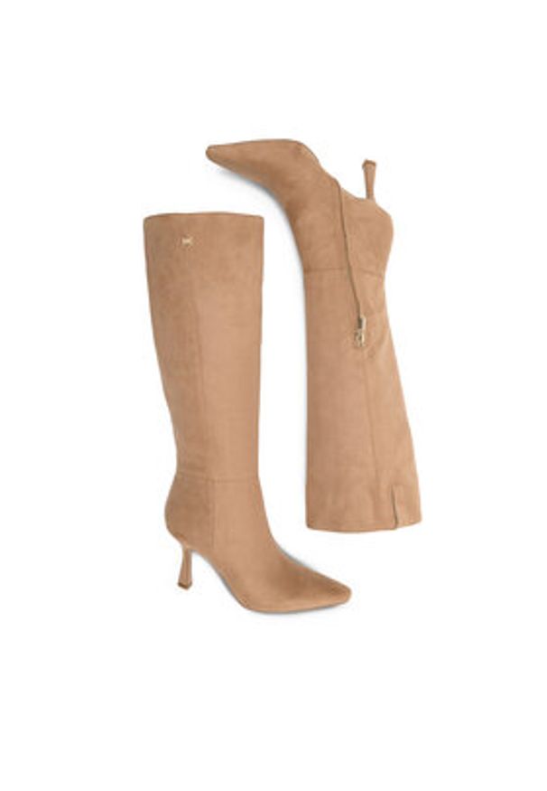 Nine West Kozaki MAIDA ZL23003-2CC Beżowy. Kolor: beżowy. Materiał: materiał