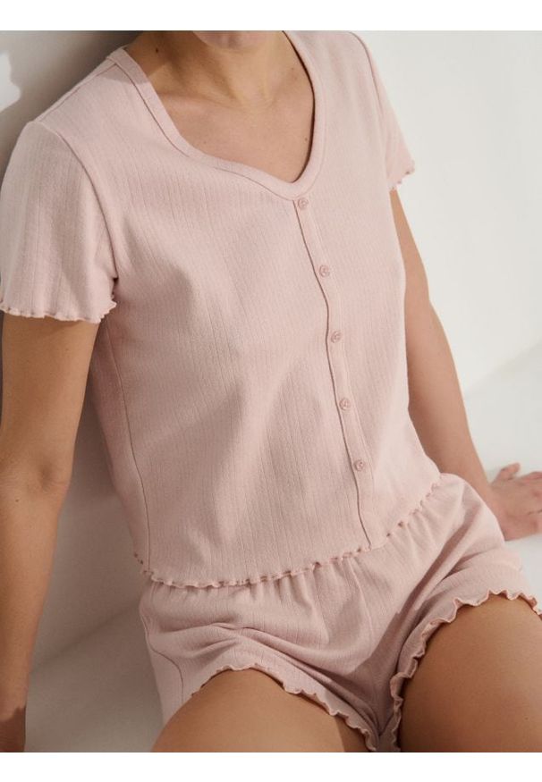 Sinsay - Bawełniana piżama dwuczęściowa - różowy. Kolor: różowy. Materiał: bawełna