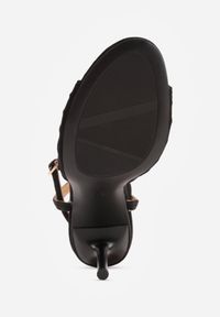 Born2be - Czarne Sandały na Szpilce VICES z Marszczeniem i Metaliczną Aplikacją Nemenoe. Okazja: na wesele, na co dzień, na ślub cywilny. Zapięcie: pasek. Kolor: czarny. Wzór: aplikacja. Obcas: na szpilce. Styl: casual, klasyczny, elegancki #4