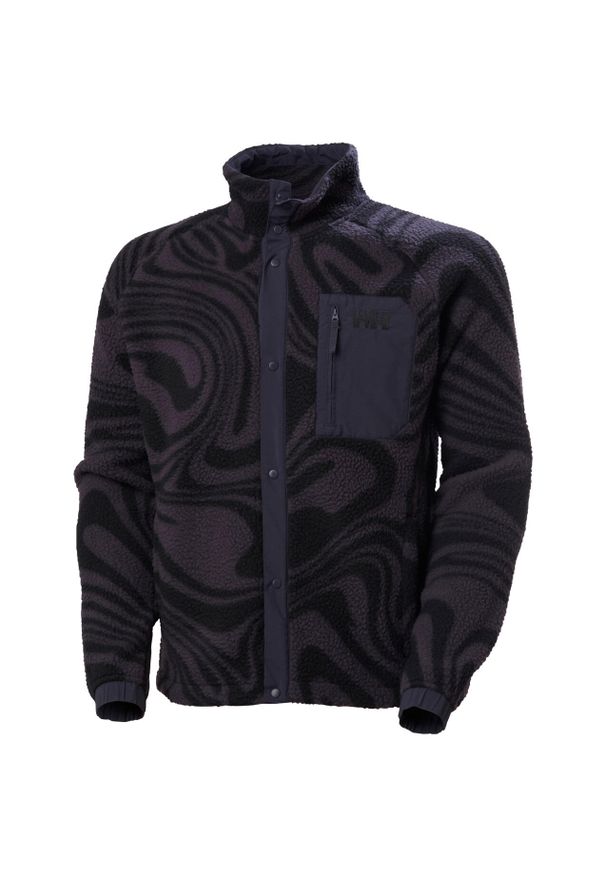 Bluza dresowa z nadrukiem Helly Hansen Panorama Pile Snap. Kolor: fioletowy. Materiał: dresówka. Wzór: nadruk